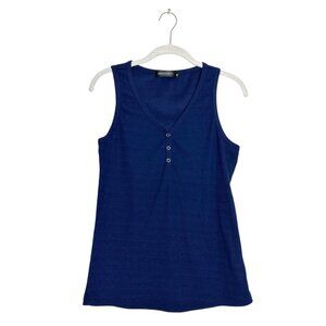 Merokeety Women's Ribbed V-Neck Tank Top in Blue - Sz M